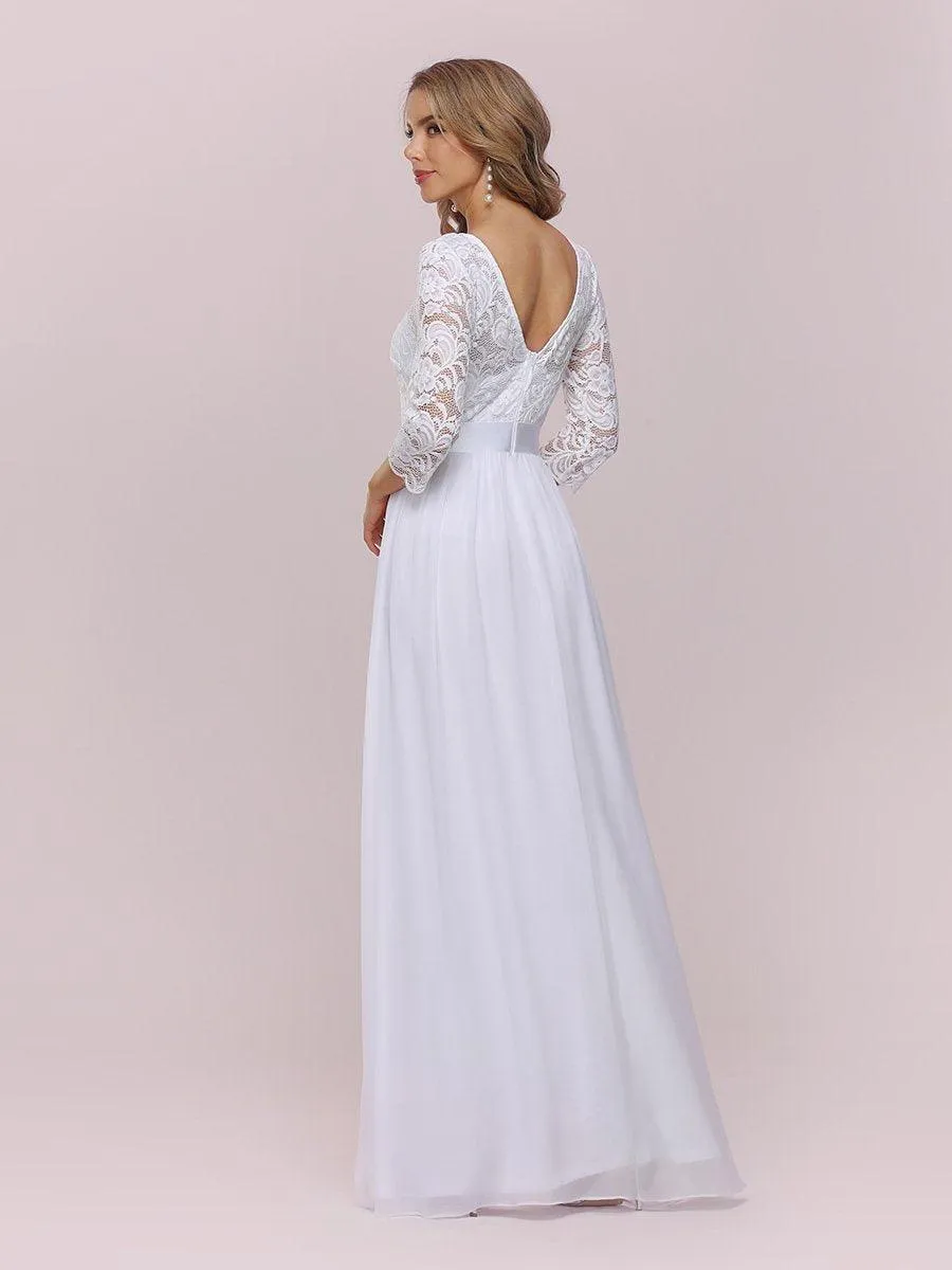 Robe de mariée simple et décontractée en dentelle et mousseline pour le mariage