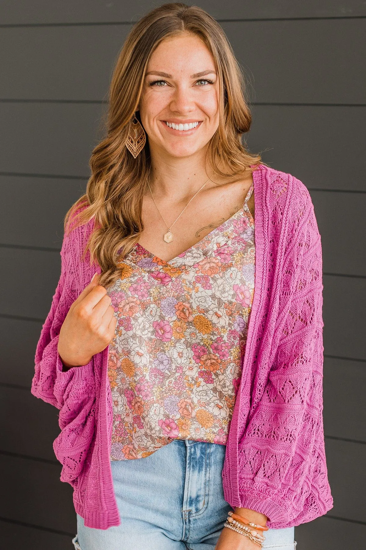 Rooftop Romance Knit Cardigan- Orchid