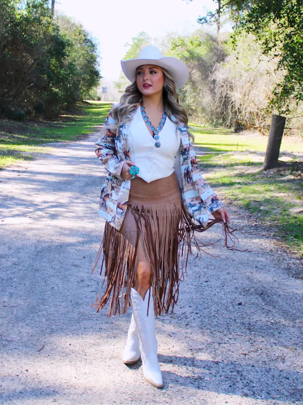 Rope and Ride Relaxed Blazer, Horse print