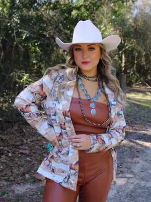 Rope and Ride Relaxed Blazer, Horse print