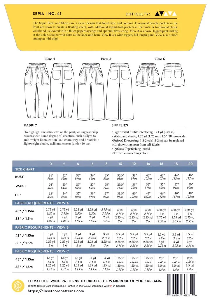 SEPIA PANTS & SHORT • Pattern