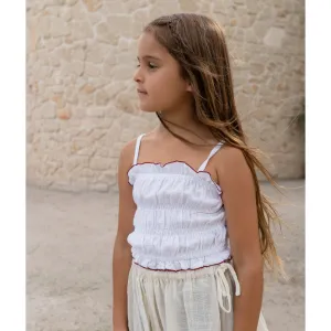 Shirred Crop Top - White