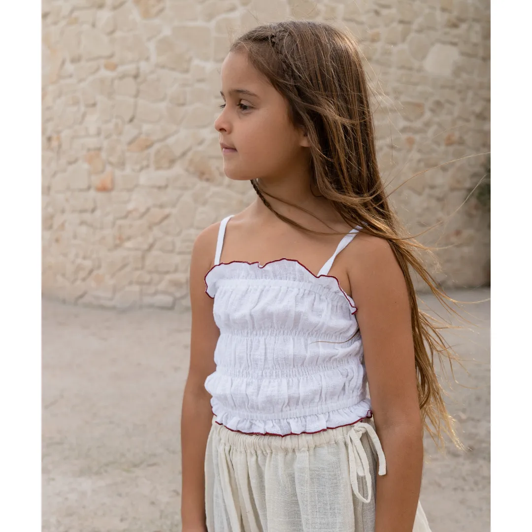 Shirred Crop Top - White