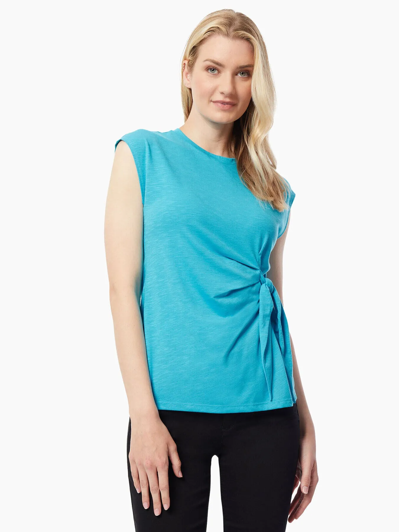 Sleeveless Side Tie Slub Knit Top