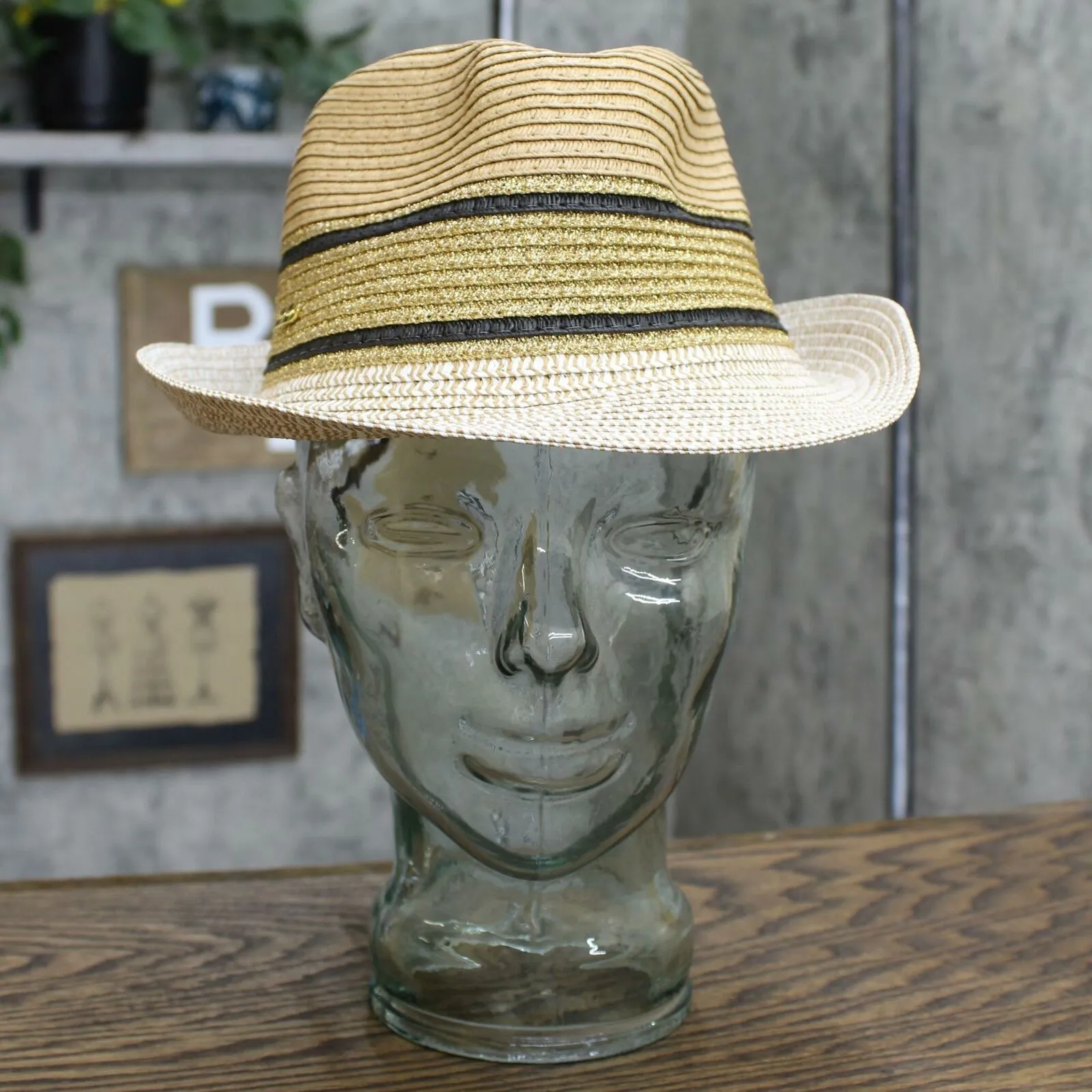 Steve Madden Women's Striped Band Fedora Hat