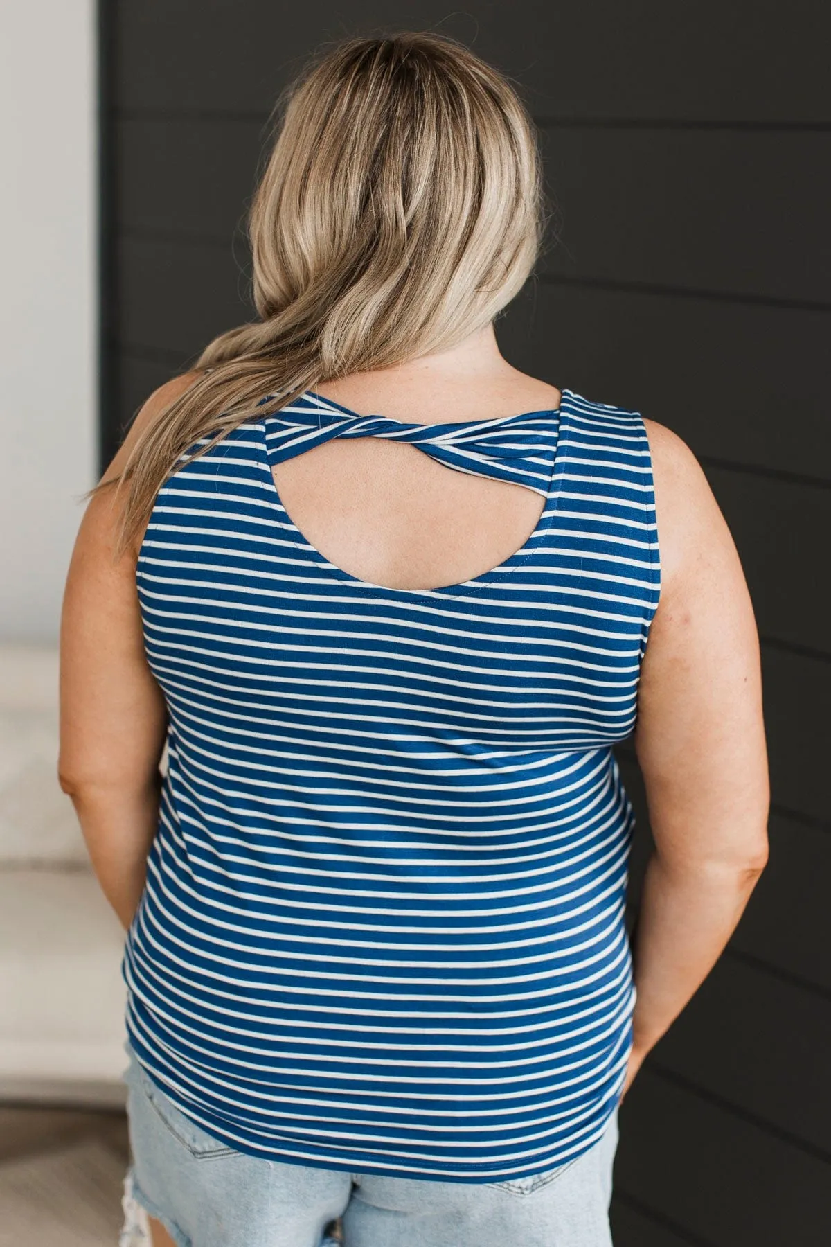 Stronger Than I Knew Striped Tank Top- Royal Blue