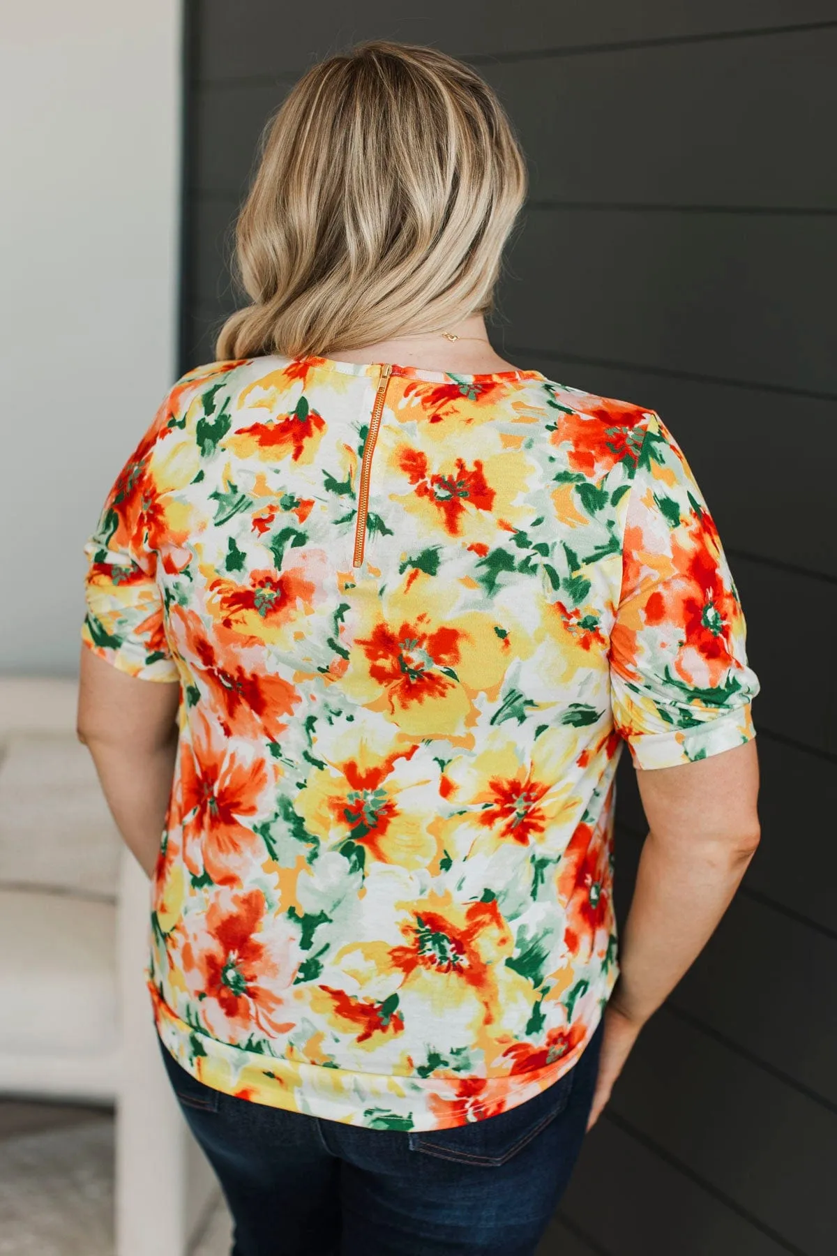 Summer Soiree Floral Top- Orange & Yellow