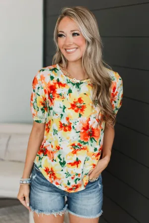 Summer Soiree Floral Top- Orange & Yellow
