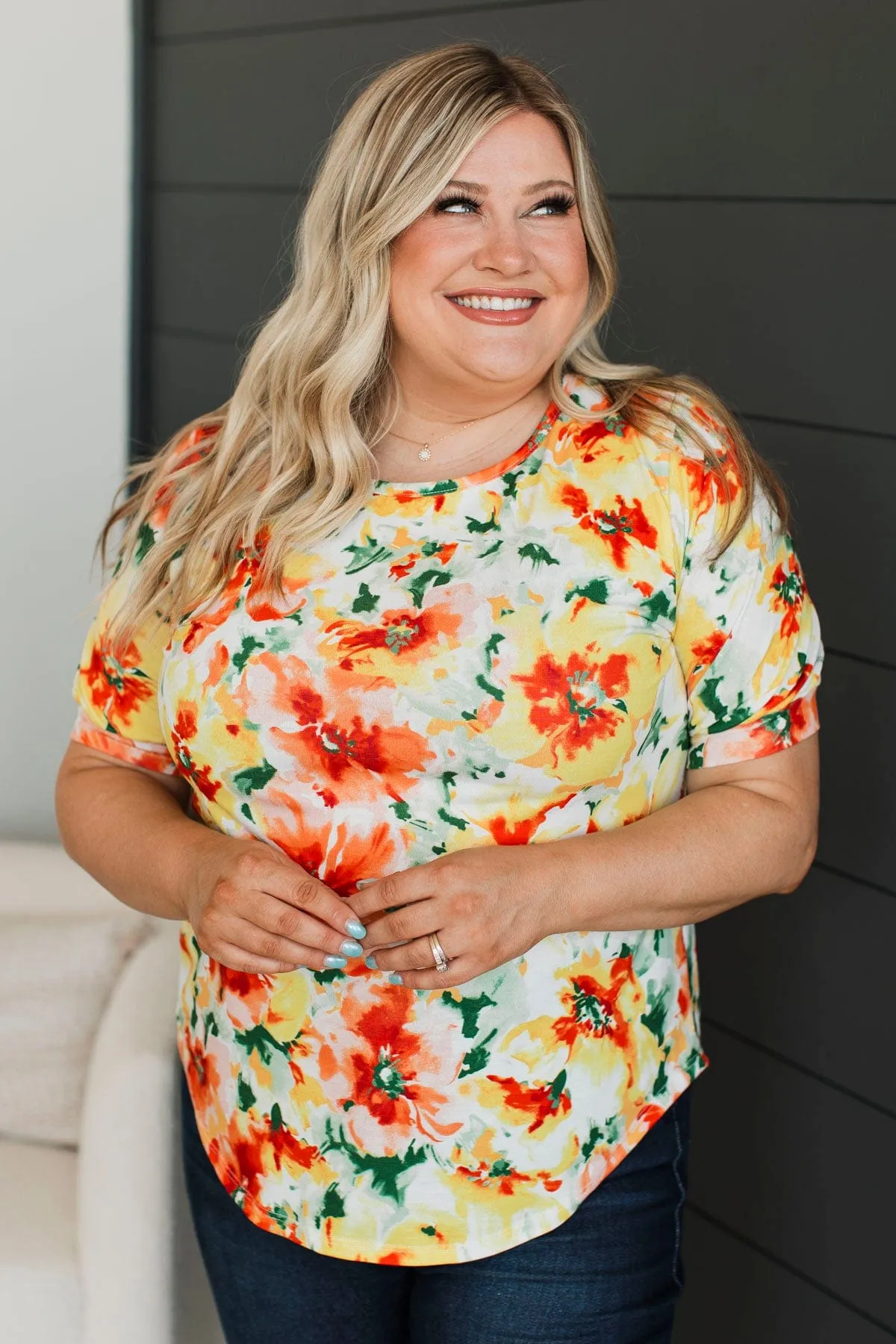Summer Soiree Floral Top- Orange & Yellow