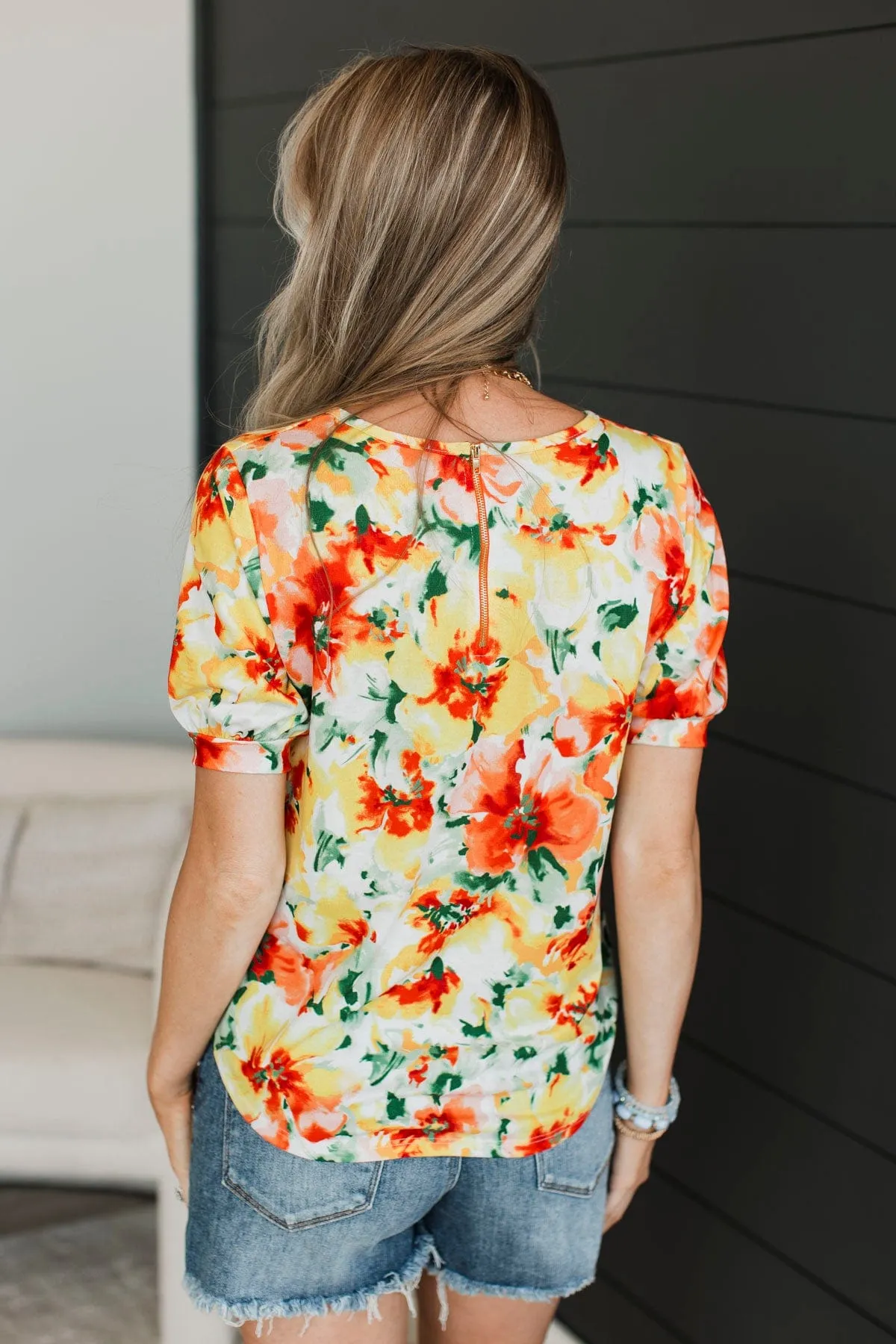 Summer Soiree Floral Top- Orange & Yellow