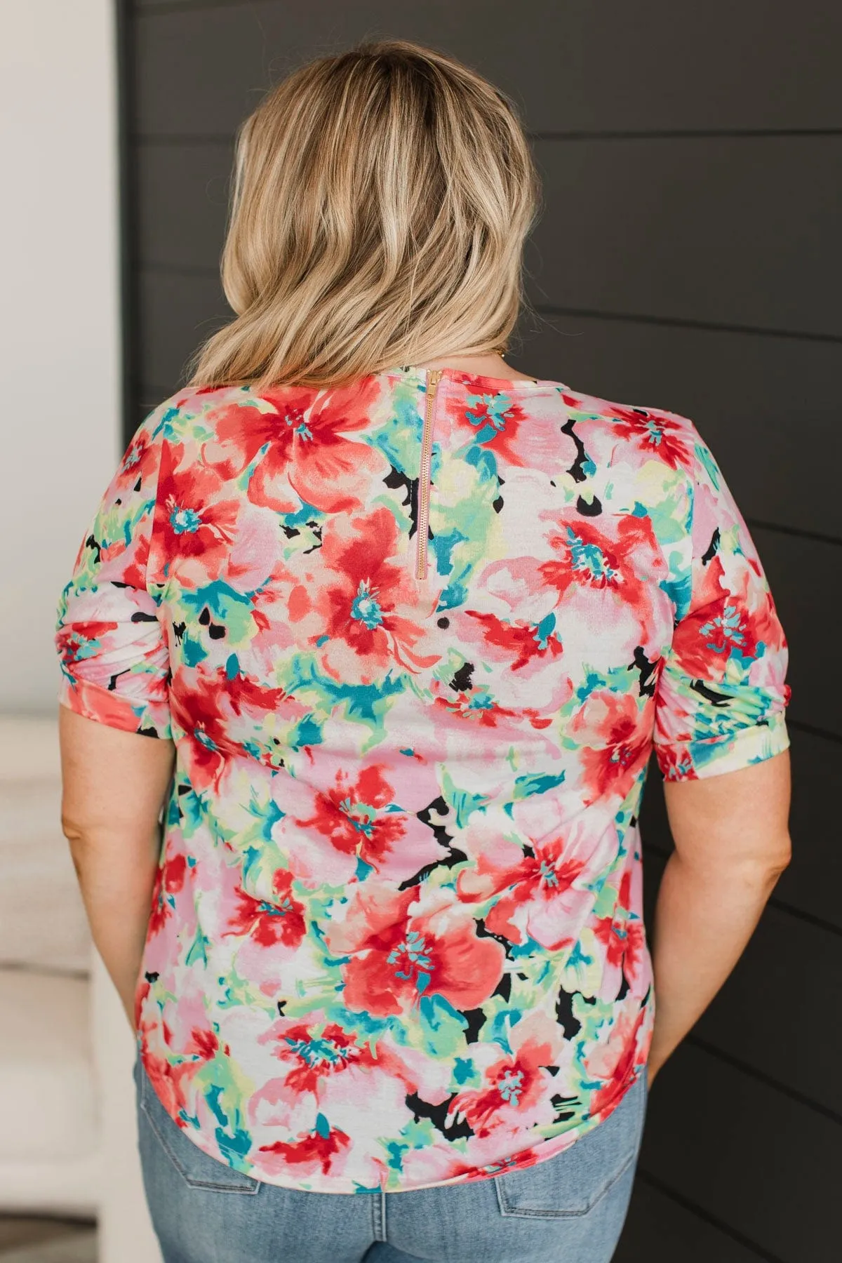 Summer Soiree Floral Top- Pink & Green