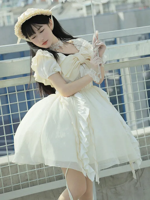 Sweet Lolita Dress Polyester Short Sleeves Dress