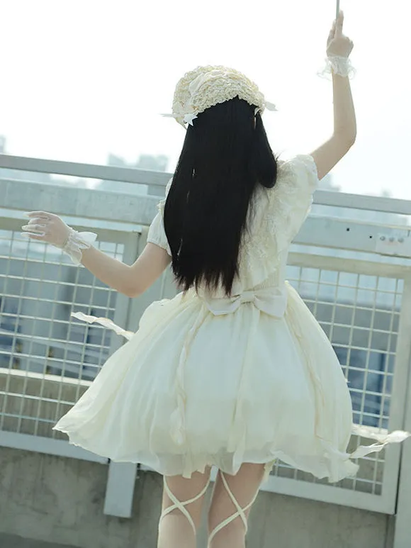 Sweet Lolita Dress Polyester Short Sleeves Dress