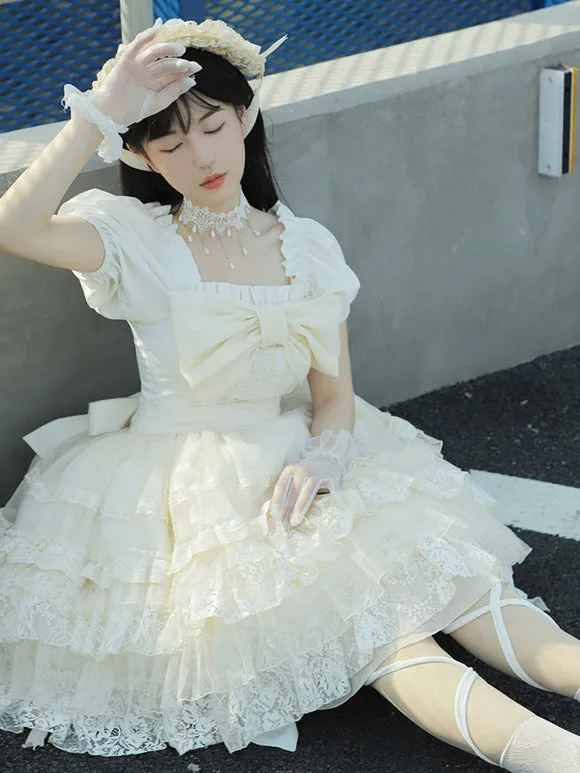 Sweet Lolita Dress Polyester Short Sleeves Dress