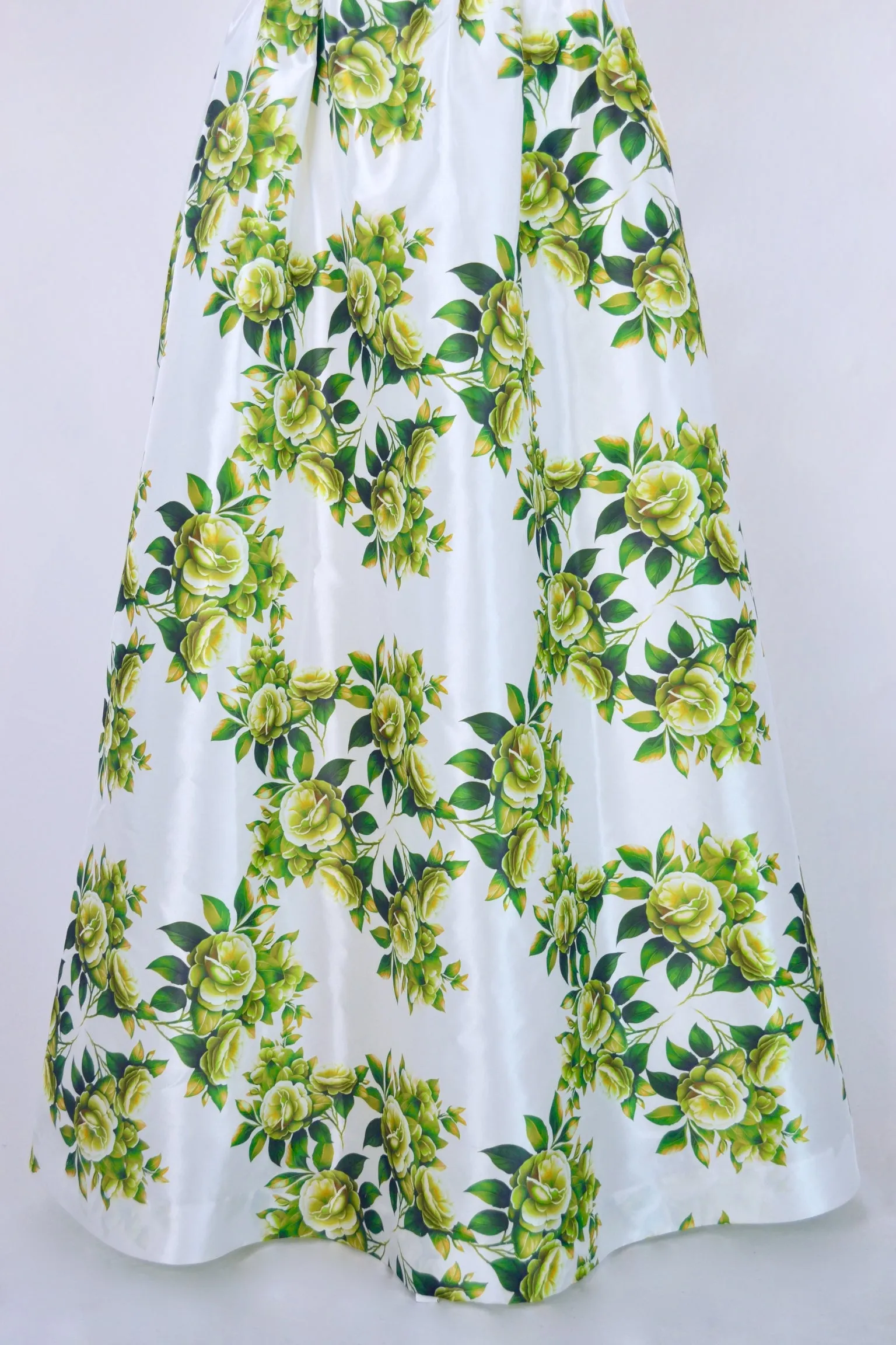 Taffeta Ball Skirt in Green Camellia
