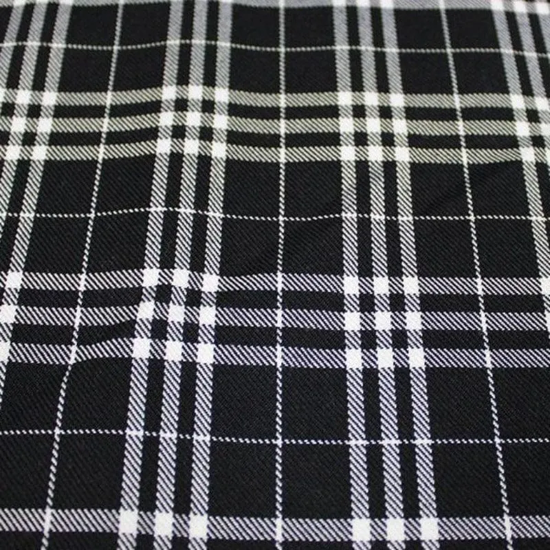 Tartan Check Black Fabric