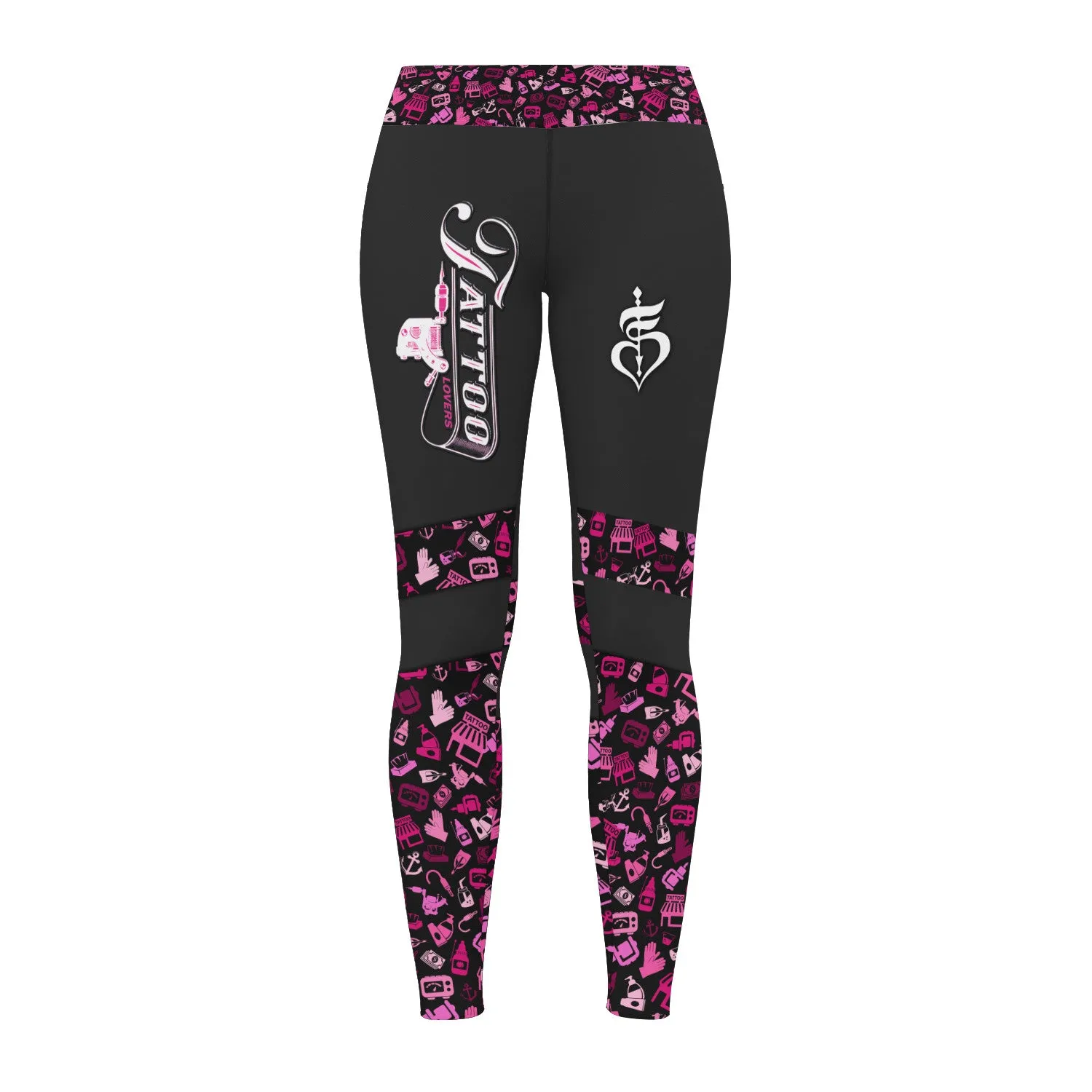 Tattoo Lover Legging Tatoo Tools Pattern Legging Black Pink