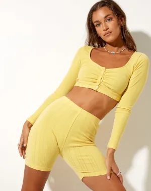 Terrine Long Sleeve Top in Pointelle Lemon Diamond Shape