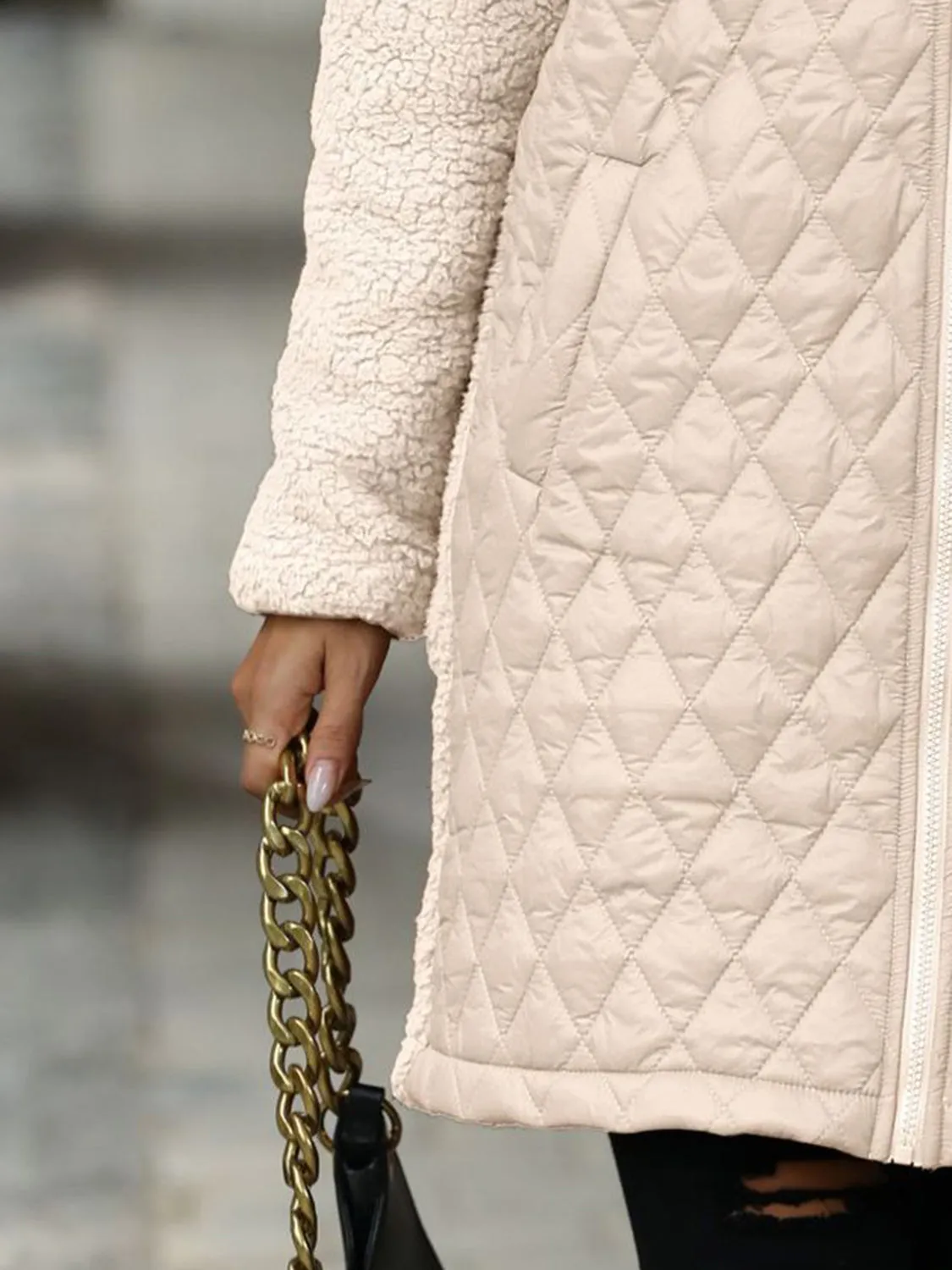 Texture Long Sleeve Hooded Coat