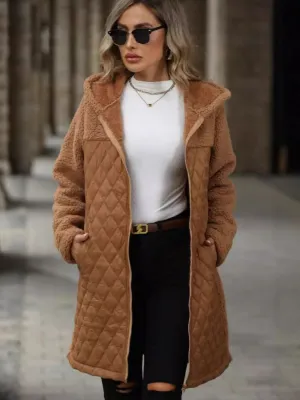 Texture Long Sleeve Hooded Coat
