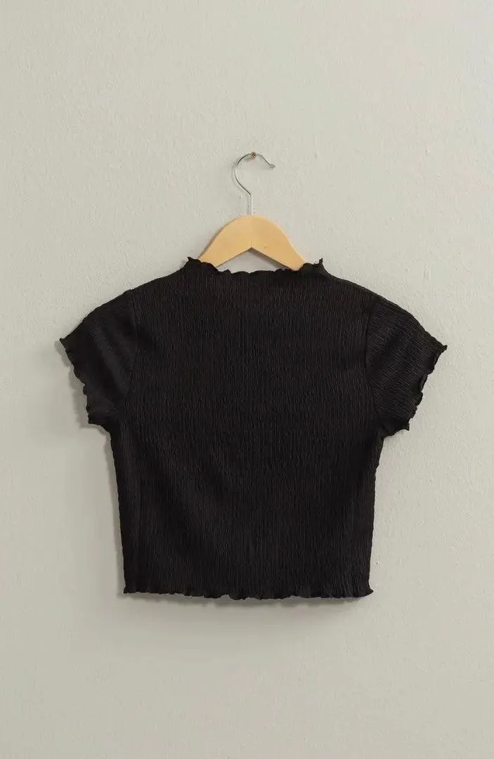 Textured Short Sleeve Crop Top