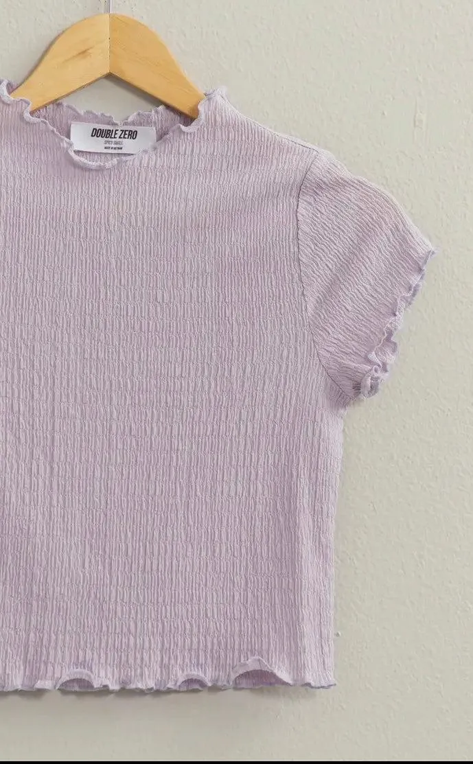 Textured Short Sleeve Crop Top