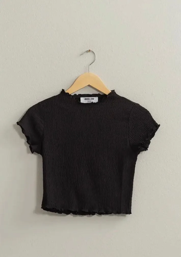 Textured Short Sleeve Crop Top