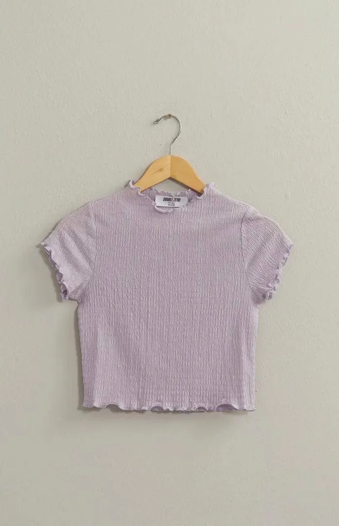 Textured Short Sleeve Crop Top