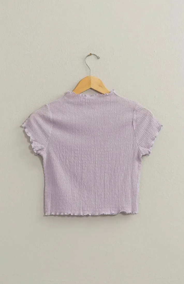 Textured Short Sleeve Crop Top