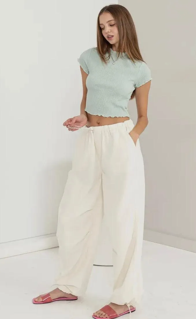 Textured Short Sleeve Crop Top