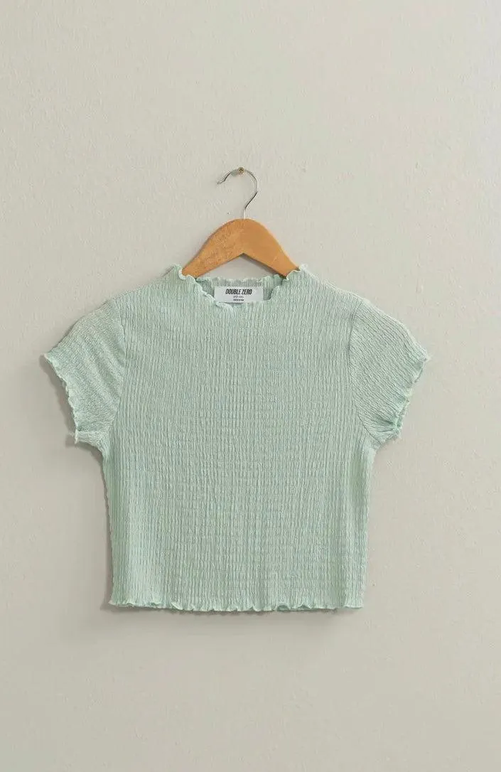 Textured Short Sleeve Crop Top