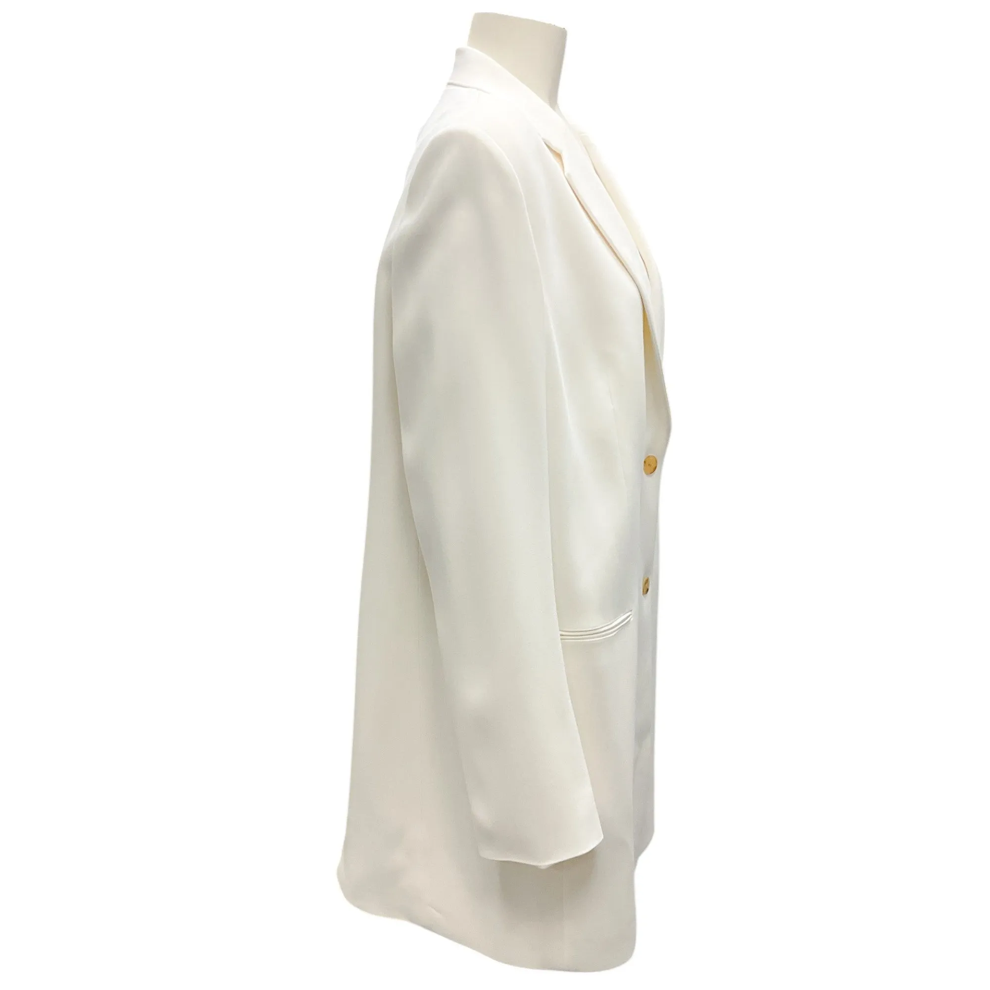 The Row Ecru Long Crepe Blazer