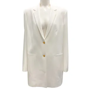 The Row Ecru Long Crepe Blazer