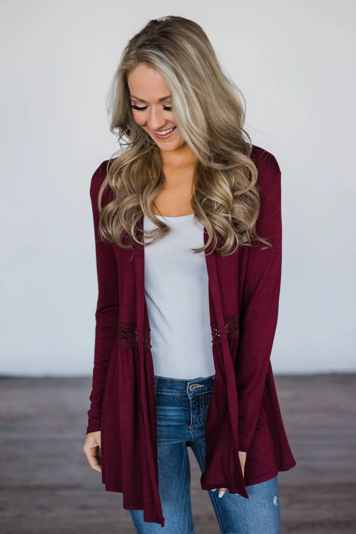 Till We Meet Again Burgundy Cardigan