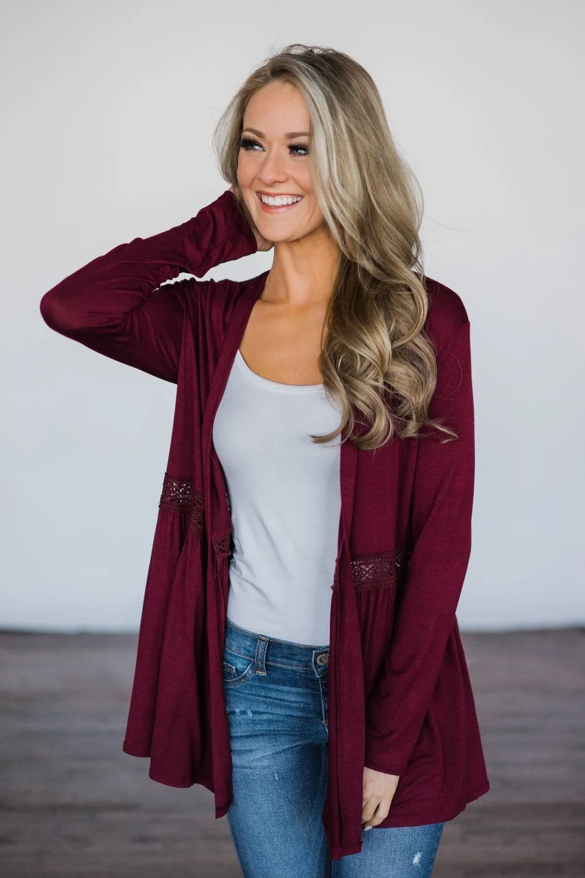 Till We Meet Again Burgundy Cardigan