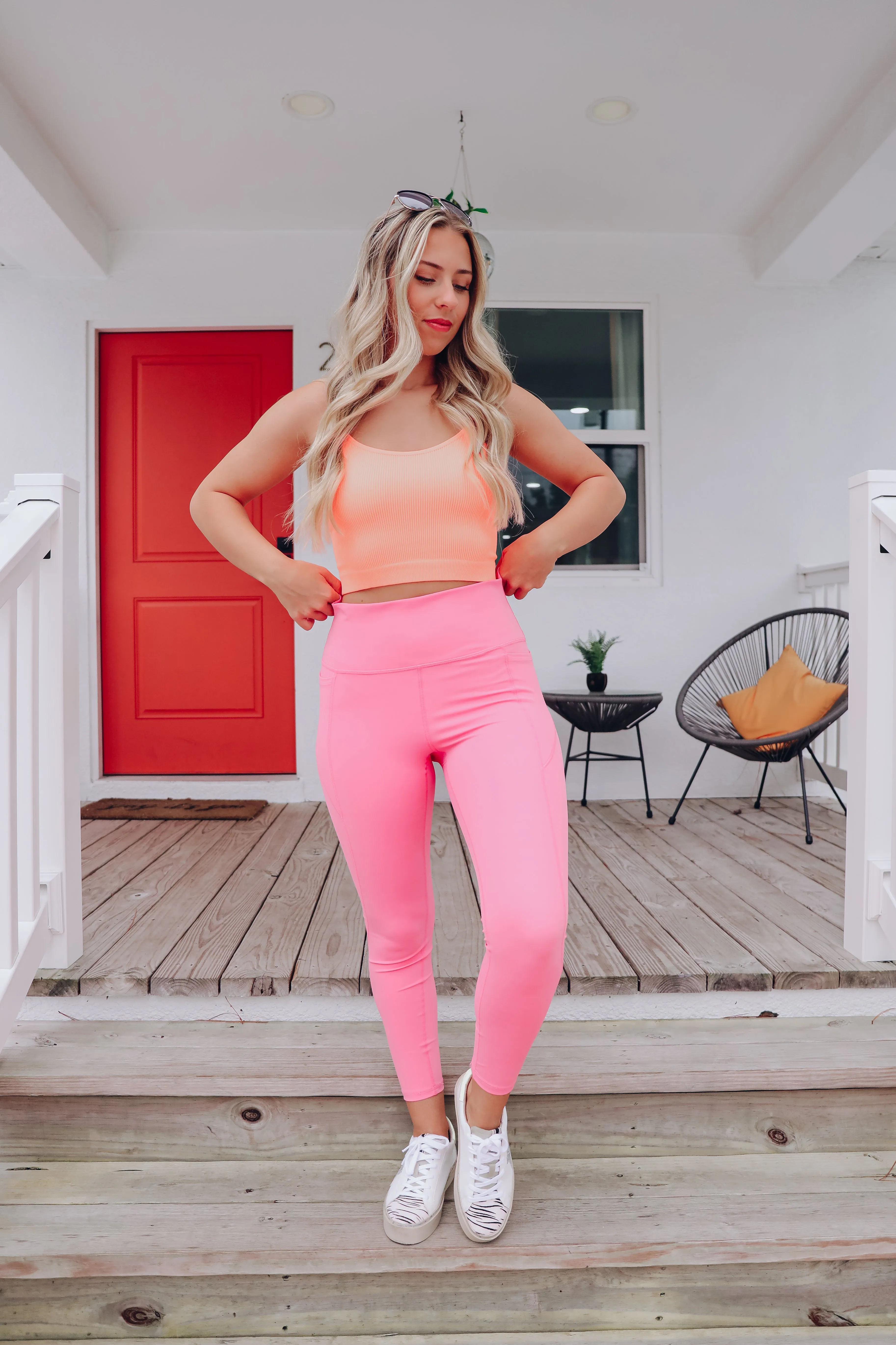 Ultimate Ribbed Brami - Neon Coral