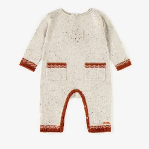 Une-pièce crème en maille, naissance  || Knitted cream One-piece, newborn