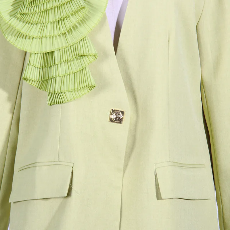 V-neck Three-Dimensional Floral Stitching Design Blazer