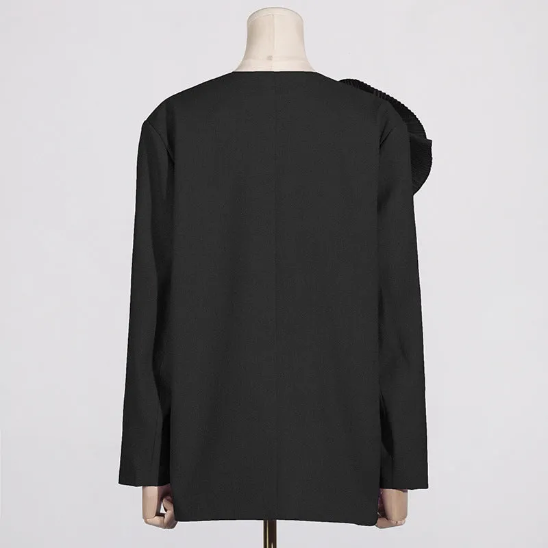 V-neck Three-Dimensional Floral Stitching Design Blazer