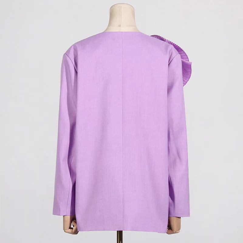 V-neck Three-Dimensional Floral Stitching Design Blazer