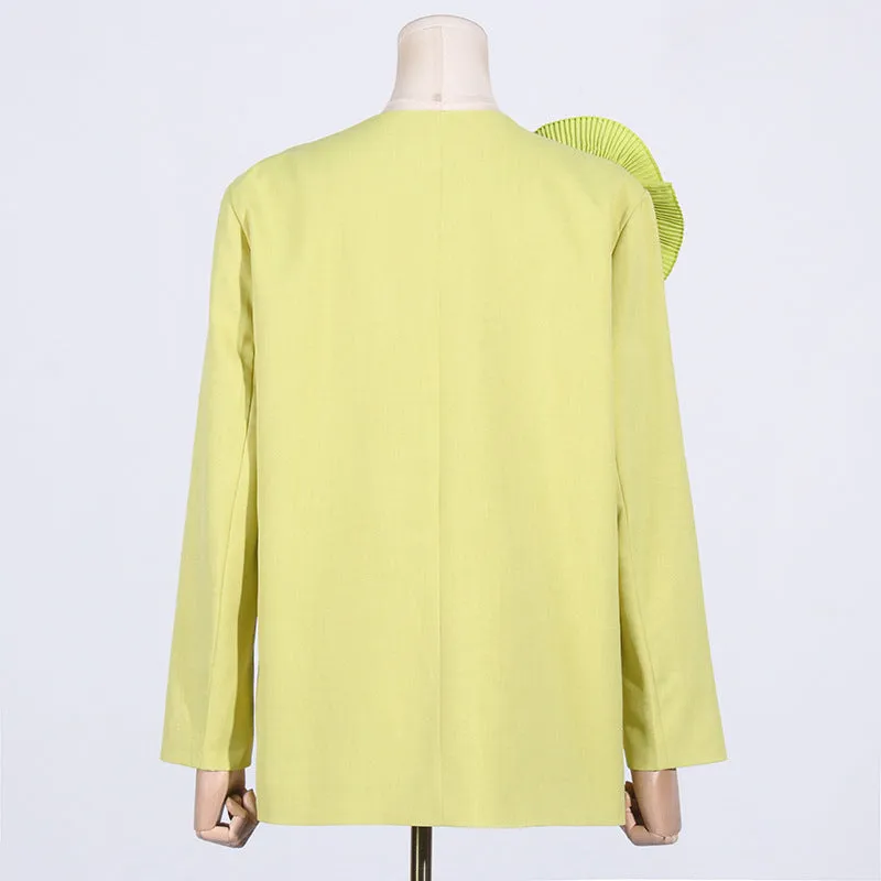 V-neck Three-Dimensional Floral Stitching Design Blazer