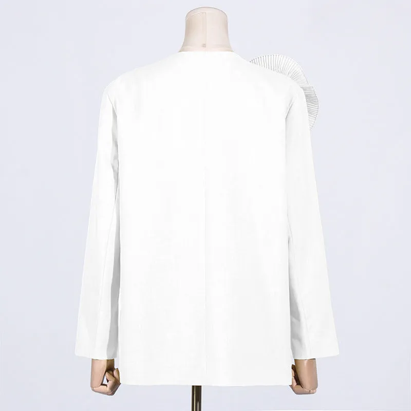 V-neck Three-Dimensional Floral Stitching Design Blazer