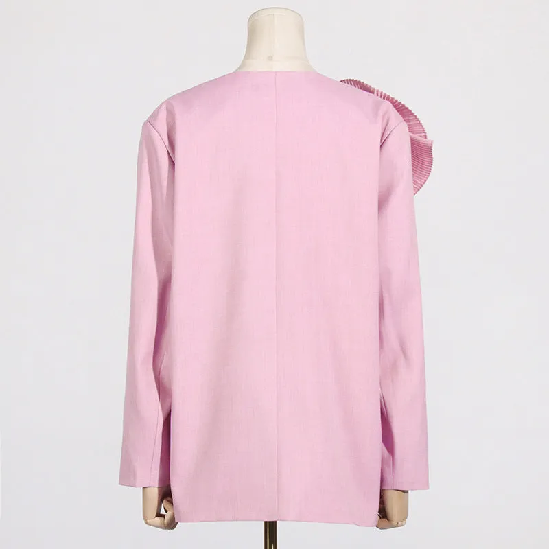 V-neck Three-Dimensional Floral Stitching Design Blazer