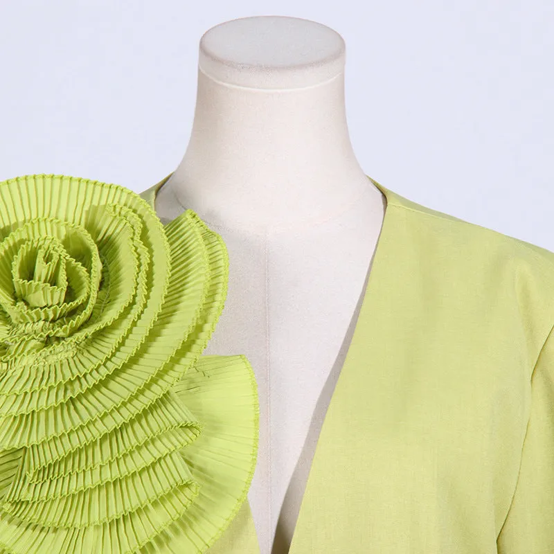 V-neck Three-Dimensional Floral Stitching Design Blazer