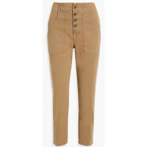VERONICA BEARD Arya cropped cotton-blend twill tapered pants Tan Size 31