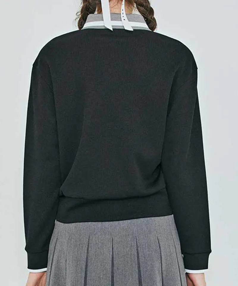 Vice Golf Atelier Women's Textured Collared Long Sleeve T-Shirt - Black