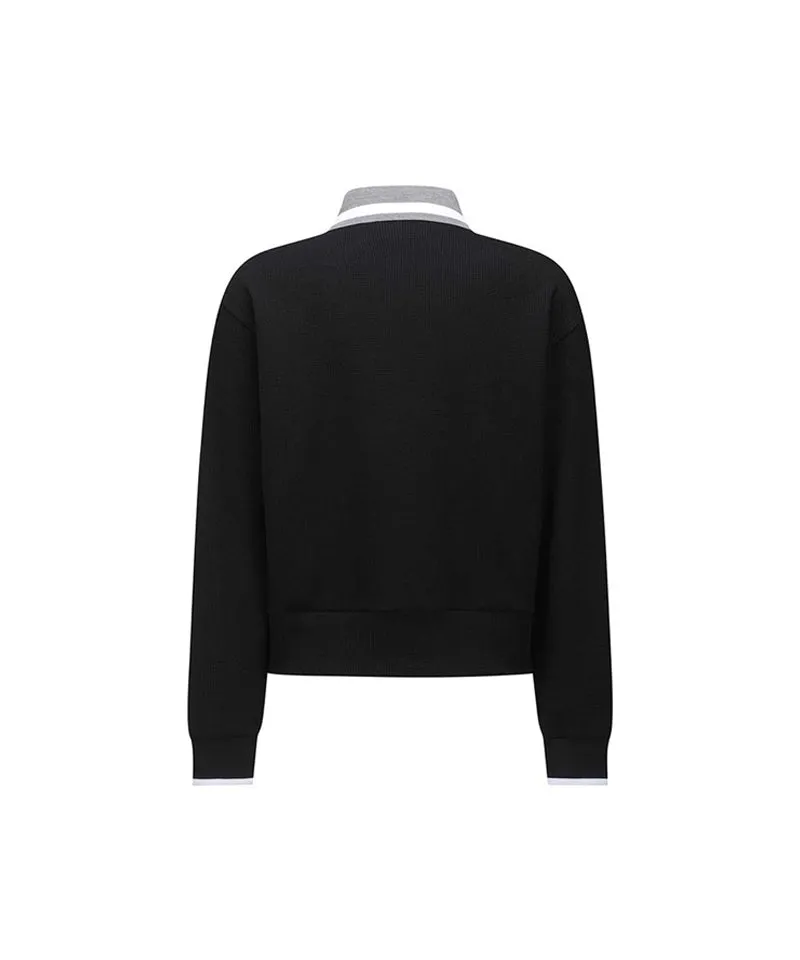 Vice Golf Atelier Women's Textured Collared Long Sleeve T-Shirt - Black