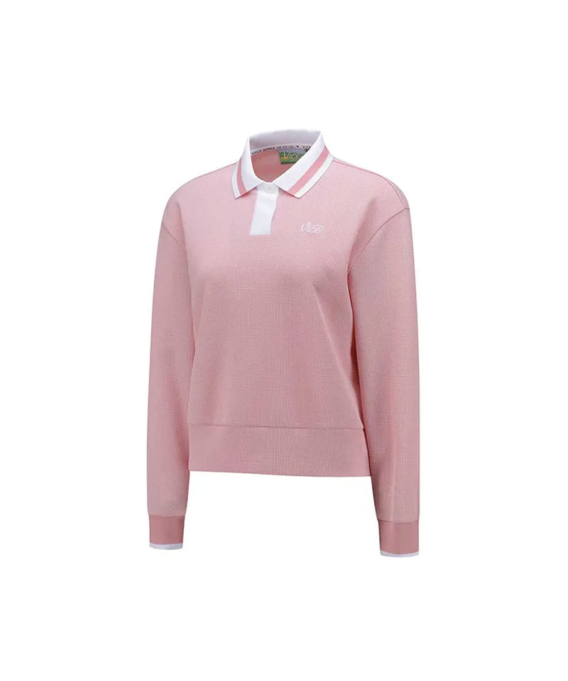 Vice Golf Atelier Women's Textured Collared Long Sleeve T-Shirt - Pink
