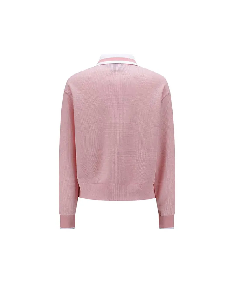 Vice Golf Atelier Women's Textured Collared Long Sleeve T-Shirt - Pink