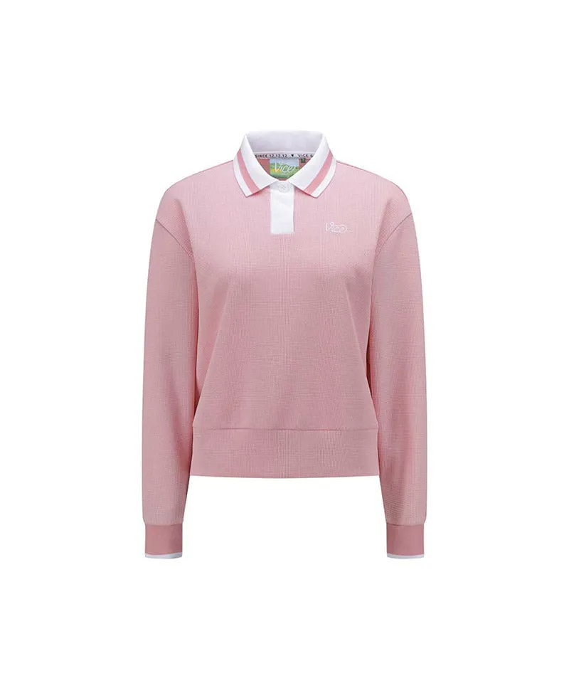 Vice Golf Atelier Women's Textured Collared Long Sleeve T-Shirt - Pink
